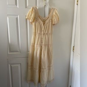 Cream LoveShakeFancy Cottagecore Short-sleeve Dress